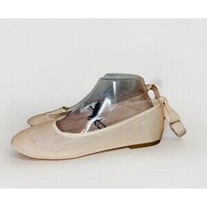 ZARA Mesh Beige Long Adjustable Tie Wrap Ballet Flats Shoes Women US 8 EU 39 NEW